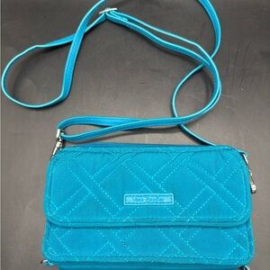 Vera Bradley All In One Quilted Crossbody Bahama Blue Snap Closure